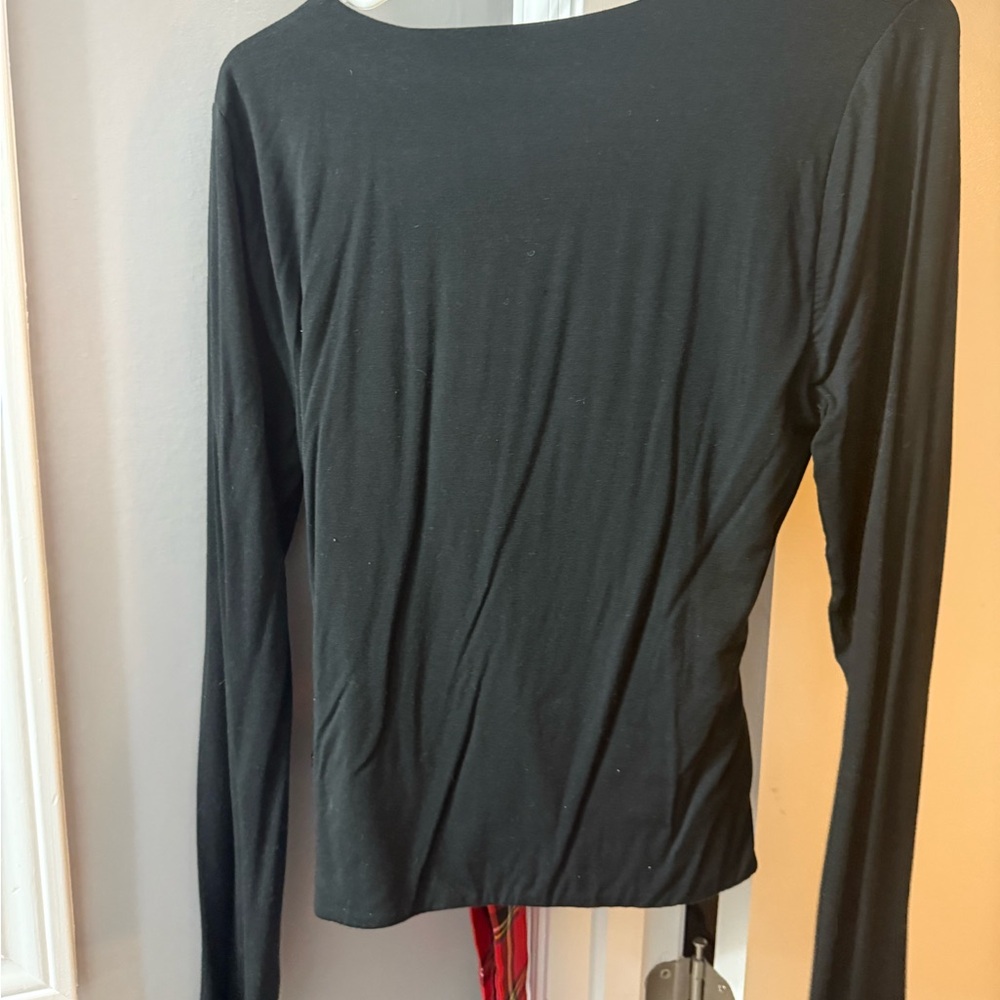 J. Crew Black Blouse with Red Plaid Accent - Picture 4 of 4